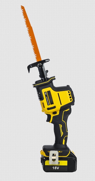 PSD cordless electric reciprocating saw isolated on transparent background