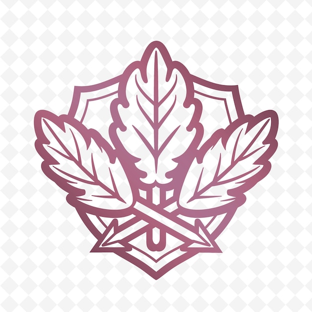 PSD logo del distintivo della foglia di coriandolo con scudo decorativo e freccia o nature herb vector design collections