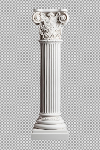 PSD colonna corinzia in pietra bianca isolata su uno sfondo trasparente