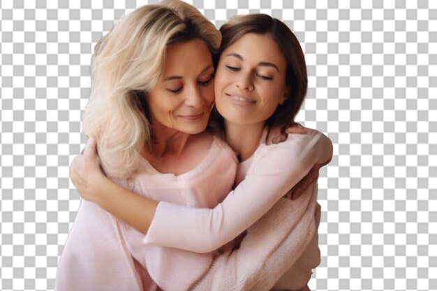PSD córka przytula swoją piękną matkę w domu.