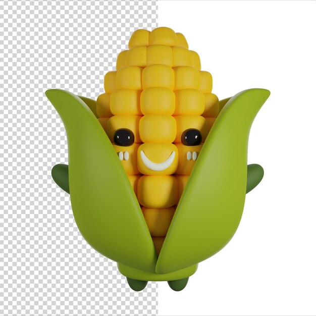 Corn 3d cute render character