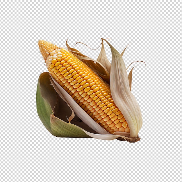 A corn on the cob with a white background