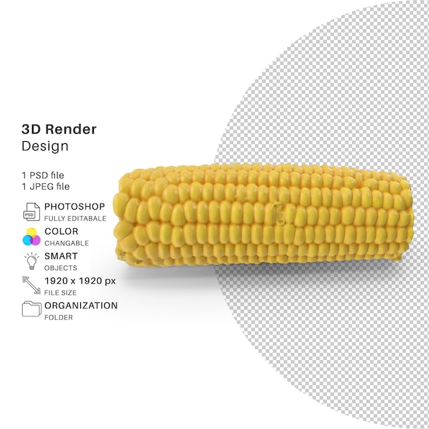 PSD a corn is shown on a screen that says 