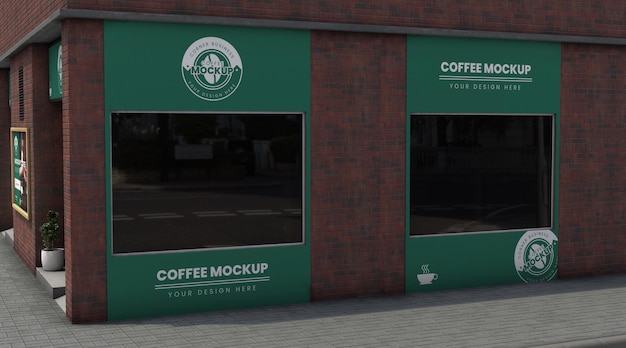 PSD modello di business d'angolo per caffetterie