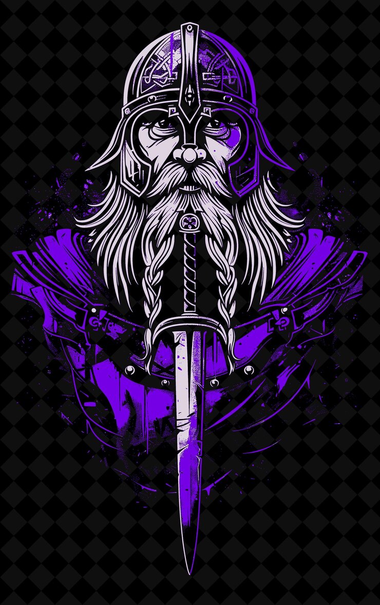 PSD cornish warrior man portrait wearing a tunic and helmet with vivid color design png collections