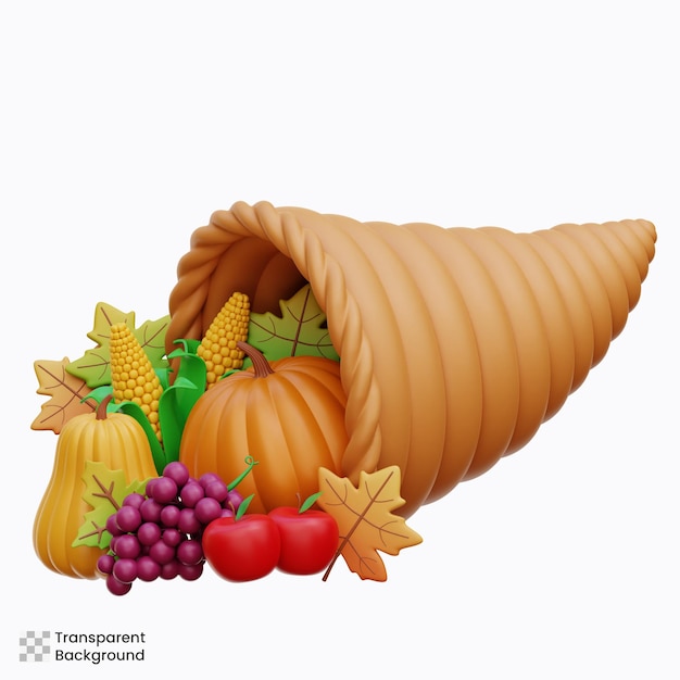 PSD cornucopia harvest 3d icon illustrations