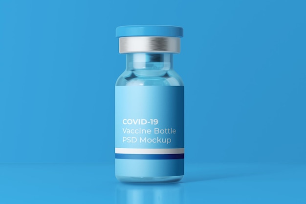 PSD corona virus covid-19 vaccine glass vial medicine bottle mockup