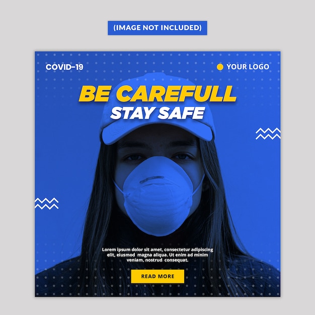 PSD corona virus warning social media post template