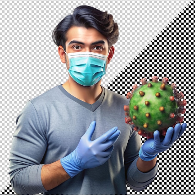 PSD corona virus youngman concept on transparent background