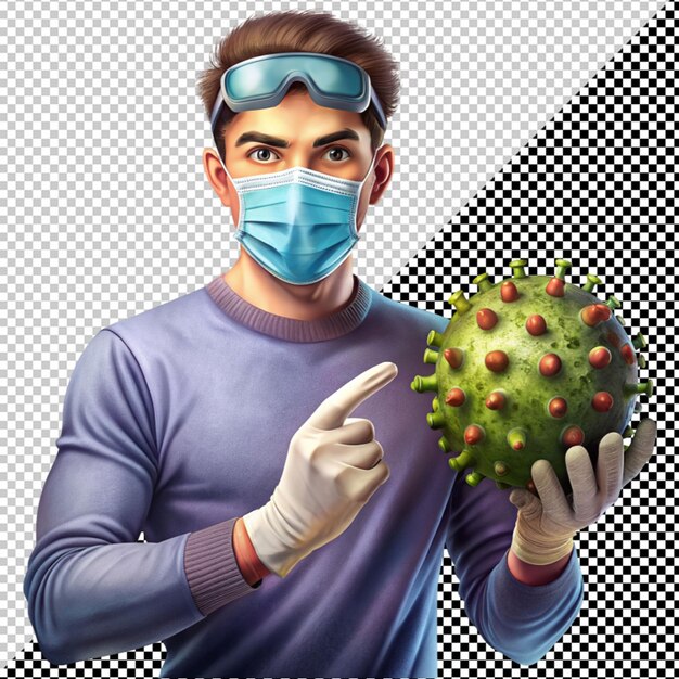 PSD corona virus youngman concept on transparent background