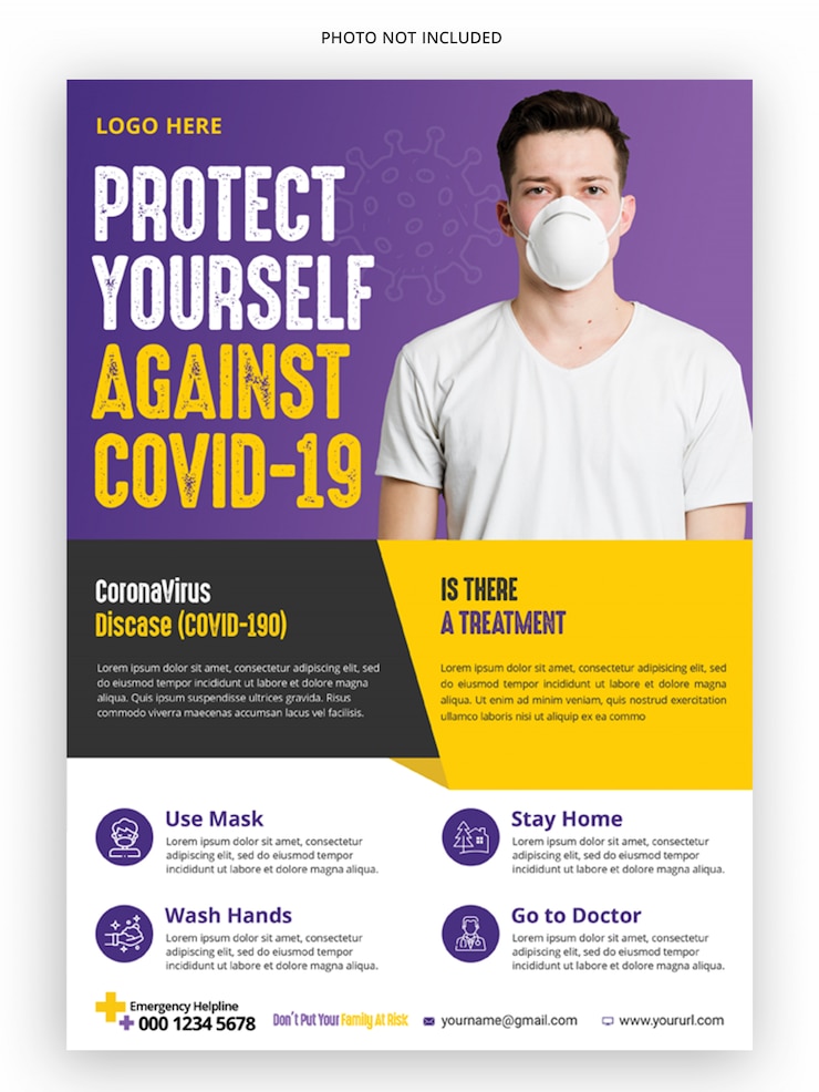 PSD coronavirus campagne sjabloon voor medische folders