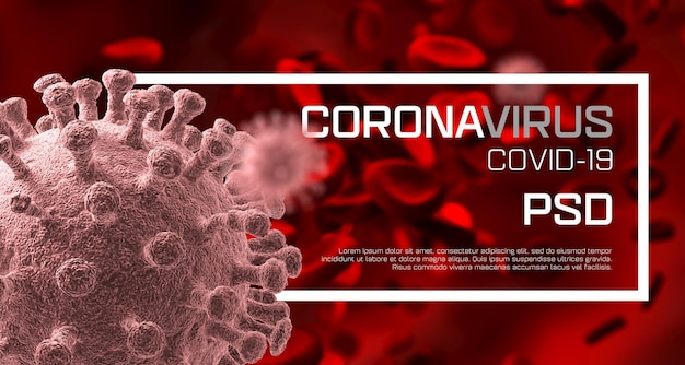 PSD mockup di molecole di cellule o batteri di coronavirus