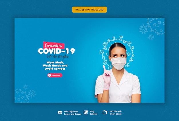 Modello di banner web coronavirus o convid-19