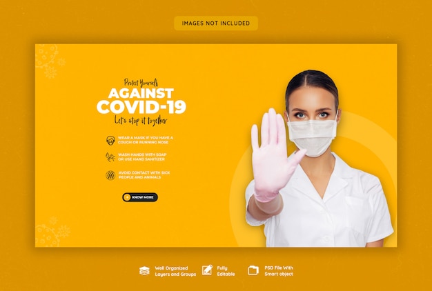 Modello di banner web coronavirus o convid-19