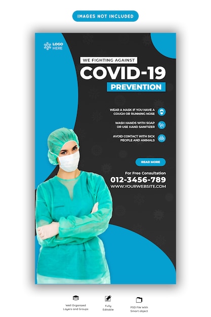 Modello di banner di coronavirus o covid-19