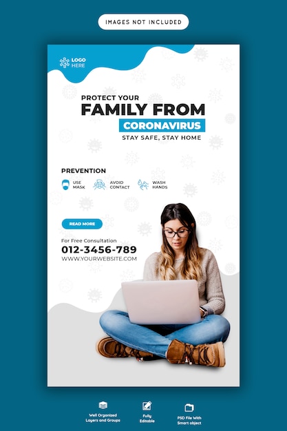 Coronavirus or covid-19 banner template