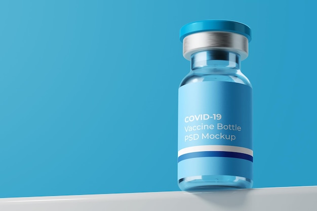 PSD coronavirus covid-19 vaccin glazen flacon medicijnfles mockup