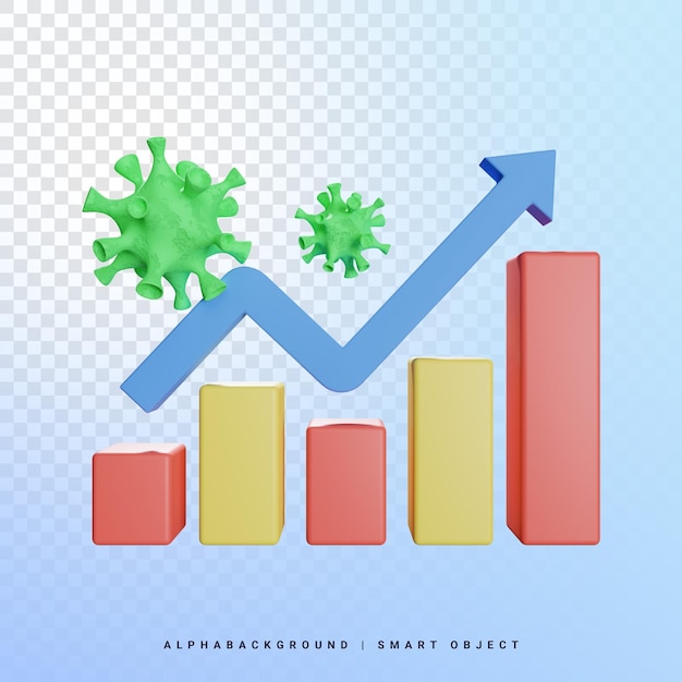 Coronavirus growth 3d icon illustration