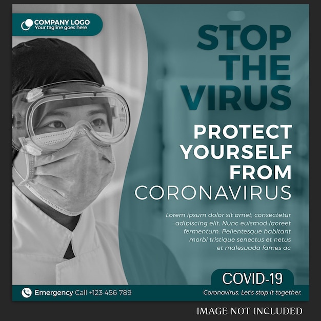 Coronavirus instagram post or banner template