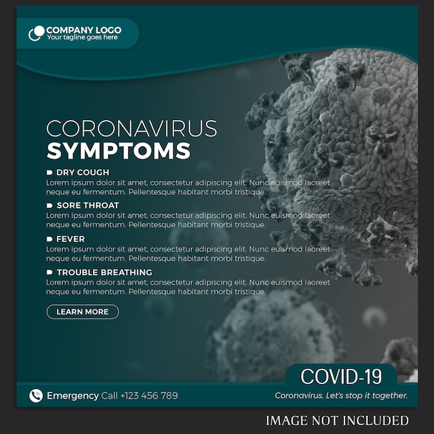 PSD coronavirus instagram post lub szablon transparentu