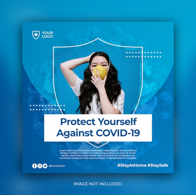 Coronavirus prevention banner or square flyer for social media post template