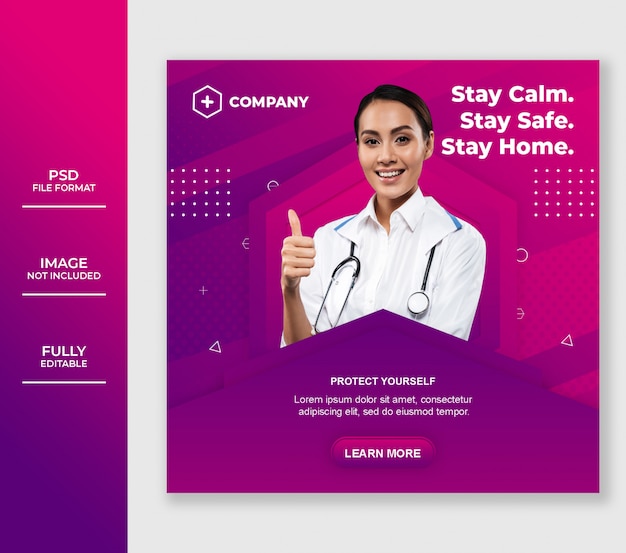 PSD coronavirus protection banner template