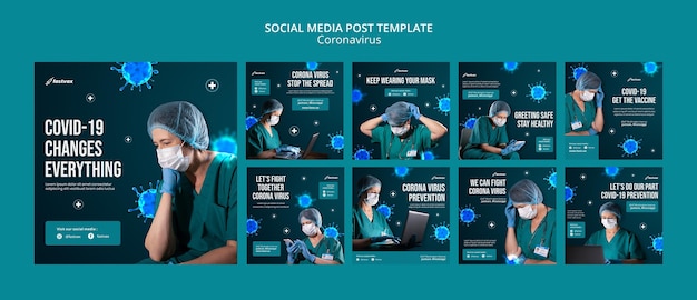 PSD coronavirus social media post design template