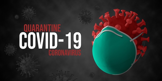 PSD coronavirus whit medyczna maska 3d odpłaca się ilustrację
