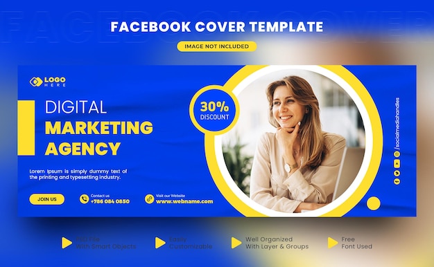 Corporate agency digital marketing social media facebook cover template and web banner
