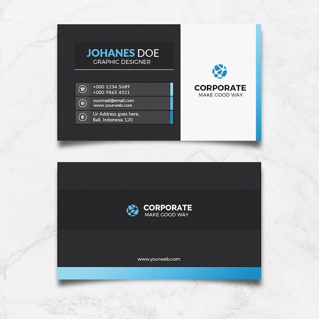 PSD corporate black business card