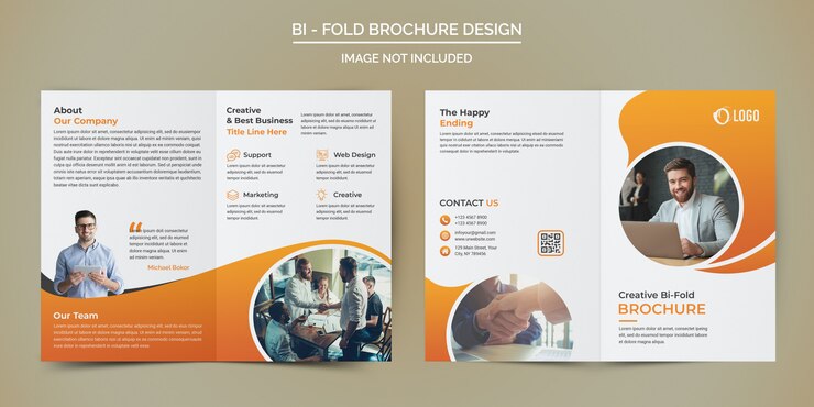 PSD corporate business bi fold brochure  template