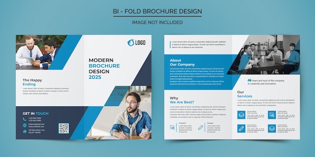 PSD corporate business bifold brochure design template