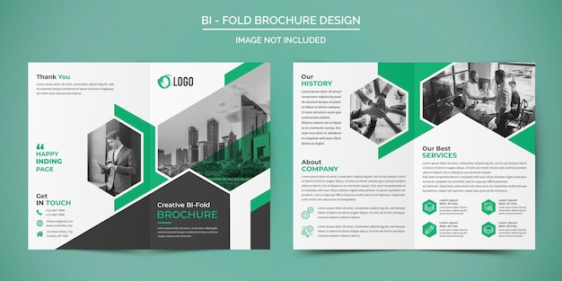PSD 企業の2つ折りパンフレットのデザイン