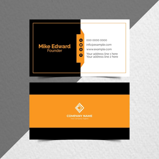 PSD corporate business card design in black and yellow