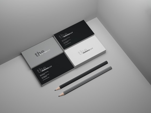 Corporate business card mockup with two pencils