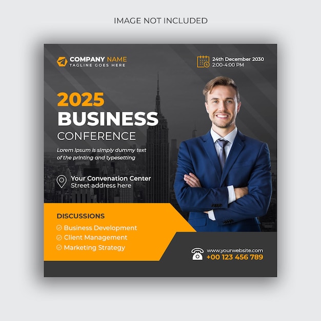 Corporate business conference social media post and web banner design template