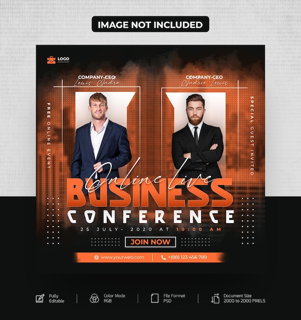 PSD corporate business conference or webinar social media banner and post