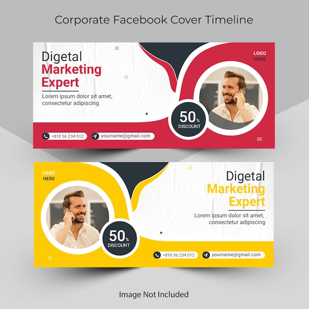 Корпоративное агентство цифрового маркетинга Facebook Обложка и шаблон дизайна веб-баннера