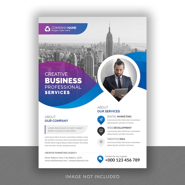 PSD progettazione di volantino di agenzia di marketing digitale aziendale aziendale e modello di copertina della brochure