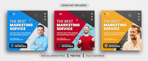 PSD corporate business and digital marketing social media post template design