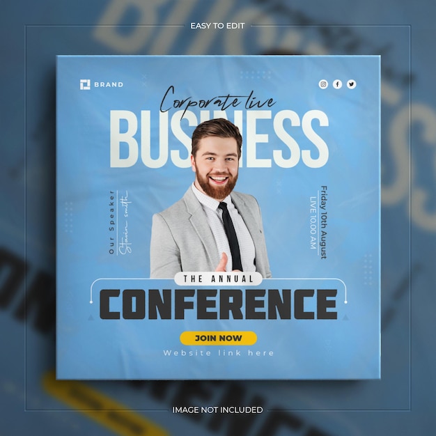 Corporate business live webinar and instagram story social media post template