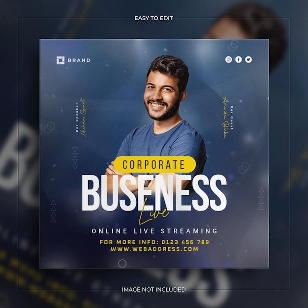 Corporate business live webinar and instagram story social media post template