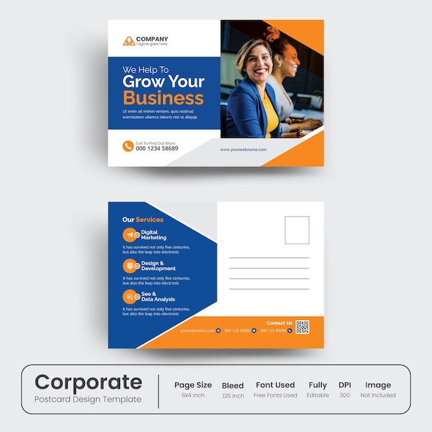 PSD corporate business postcard design template