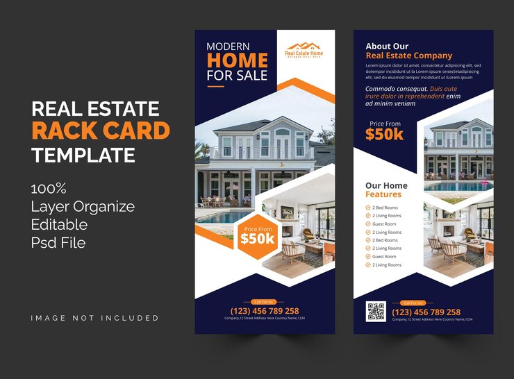 Corporate Business Real estate dl flyer rack card rollup banner design template