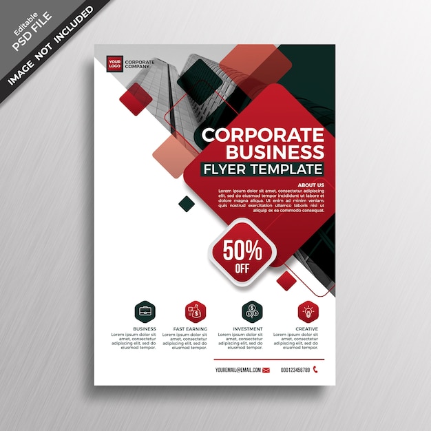 Corporate business red flyer template style design