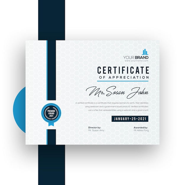 PSD corporate certificate template design