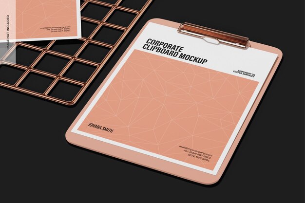 PSD corporate clipboard mockup, right view