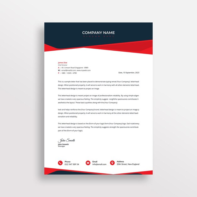 PSD corporate company letterhead design with creative shape