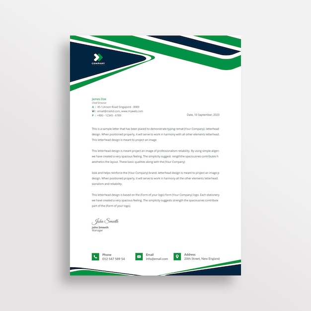 PSD corporate company letterhead design with creative shape