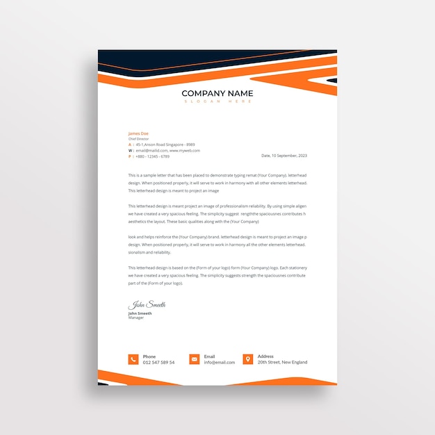 Corporate company letterhead design with creative shape